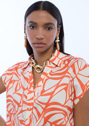 LOLA CASADEMUNT Μπλούζα με Abstract Print /LS2615097 -  LOLA CASADEMUNT- Orange / S-Orange / M-Orange / L