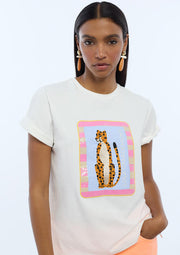 LOLA CASADEMUNT Animal Print T-Shirt /LS2615017 -  LOLA CASADEMUNT- Λευκό / S-Λευκό / M-Λευκό / L
