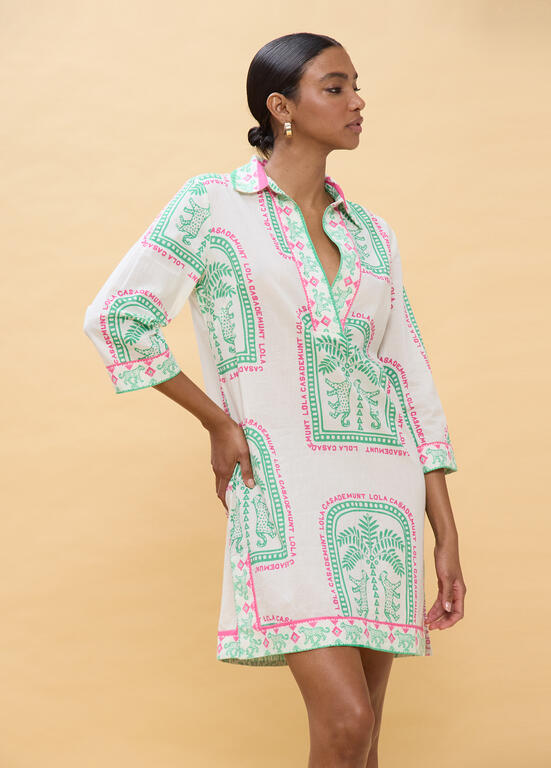 LOLA CASADEMUNT Πουκαμισοφόρεμα με Ethnic Print Λευκό -  LOLA CASADEMUNT- Λευκό / XS-Λευκό / S-Λευκό / M