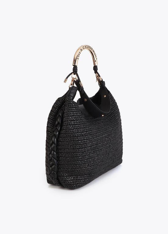 LOLA CASADEMUNT Πλεκτή Τσάντα Ώμου με Μεταλλική Λαβή / LS2604056 -  LOLA CASADEMUNT- Default Title