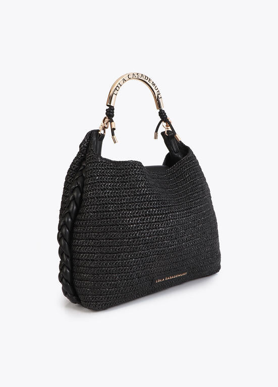 LOLA CASADEMUNT Πλεκτή Τσάντα Ώμου με Μεταλλική Λαβή / LS2604056 -  LOLA CASADEMUNT- Default Title
