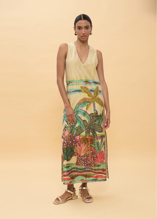 LOLA CASADEMUNT Maxi Φόρεμα με Tropical Print -  LOLA CASADEMUNT- Μπεζ / XS-Μπεζ / S-Μπεζ / M-Μπεζ / L-Μπεζ / XL