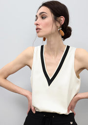 LOLA CASADEMUNT Αμάνικη Μπλούζα με V Λαιμόκοψη /LS2615056 -  LOLA CASADEMUNT- Λευκό / S-Λευκό / M-Λευκό / L