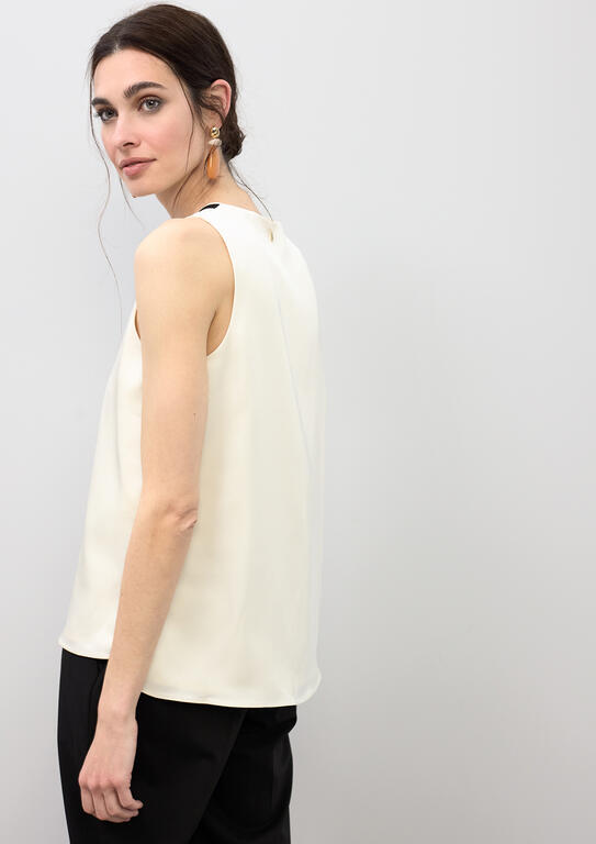 LOLA CASADEMUNT Αμάνικη Μπλούζα με V Λαιμόκοψη /LS2615056 -  LOLA CASADEMUNT- Λευκό / S-Λευκό / M-Λευκό / L