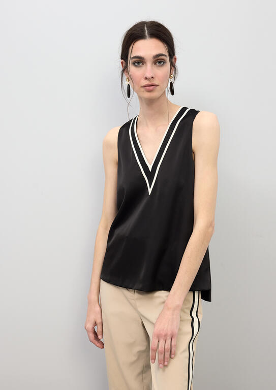 LOLA CASADEMUNT Αμάνικη Μπλούζα με V Λαιμόκοψη /LS2615056 -  LOLA CASADEMUNT- Μαύρο / S-Μαύρο / M-Μαύρο / L-Μαύρο / XL