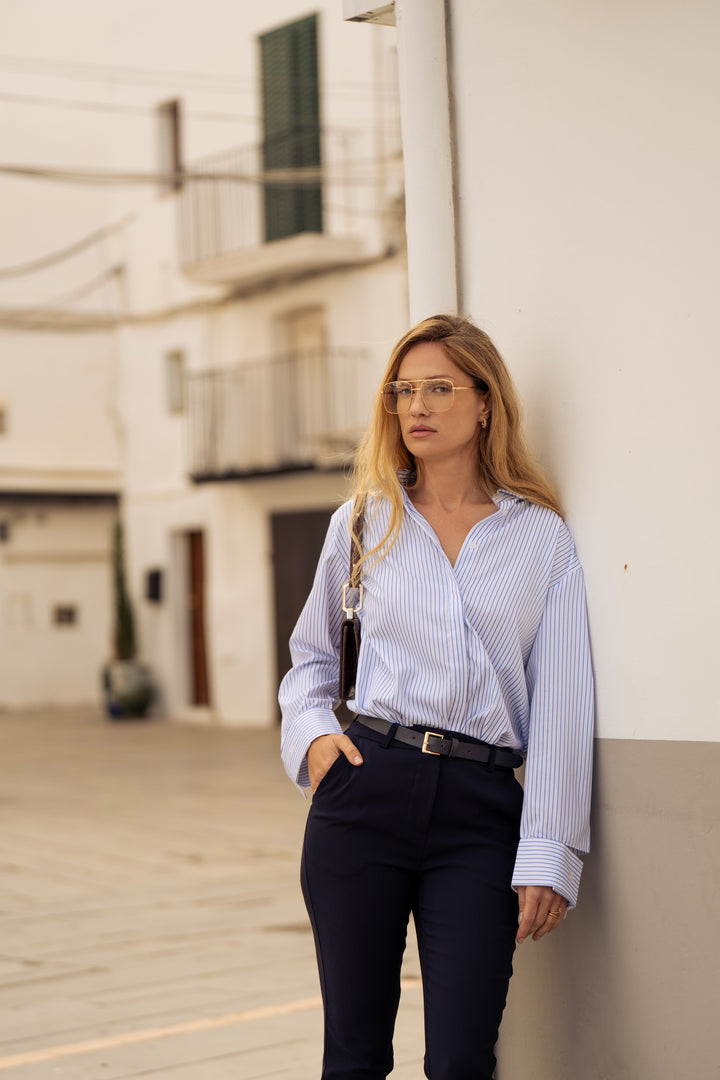 Lulumary Πουκάμισο σε σταθερή γραμμή με ρίγες -  LULUMARY- Μπλε / S-Μπλε / M-Μπλε / L