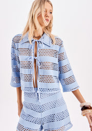 MY FAVORITE THINGS Cropped Πουκάμισο με Μανίκια 3/4 και Δέσιμο /502CA001600 -  MY FAVORITE THINGS- Μπλε / S-Μπλε / M