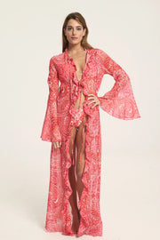 Monlogue Satin Kimono -  5PM- Pink / S-Pink / M-Pink / L