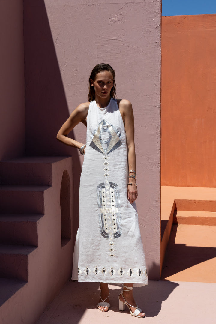NEMA RESORTWEAR Amara Dress Ecru -  NEMA RESORTWEAR- White / S-White / M-White / L