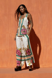 NEMA RESORTWEAR Λινό Floral Print Τοπ -  NEMA RESORTWEAR- Λευκό / S-Λευκό / M