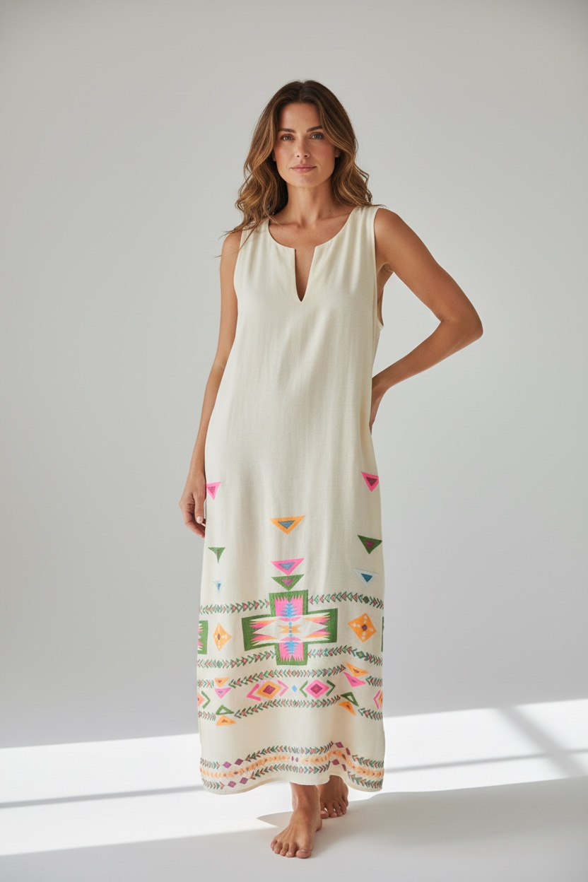 NEMA RESORTWEAR Ione Dress Ecru