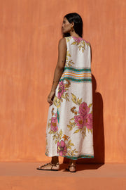 NEMA RESORTWEAR Linen Floral Φόρεμα -  NEMA RESORTWEAR- Λευκό / S-Λευκό / M-Λευκό / L