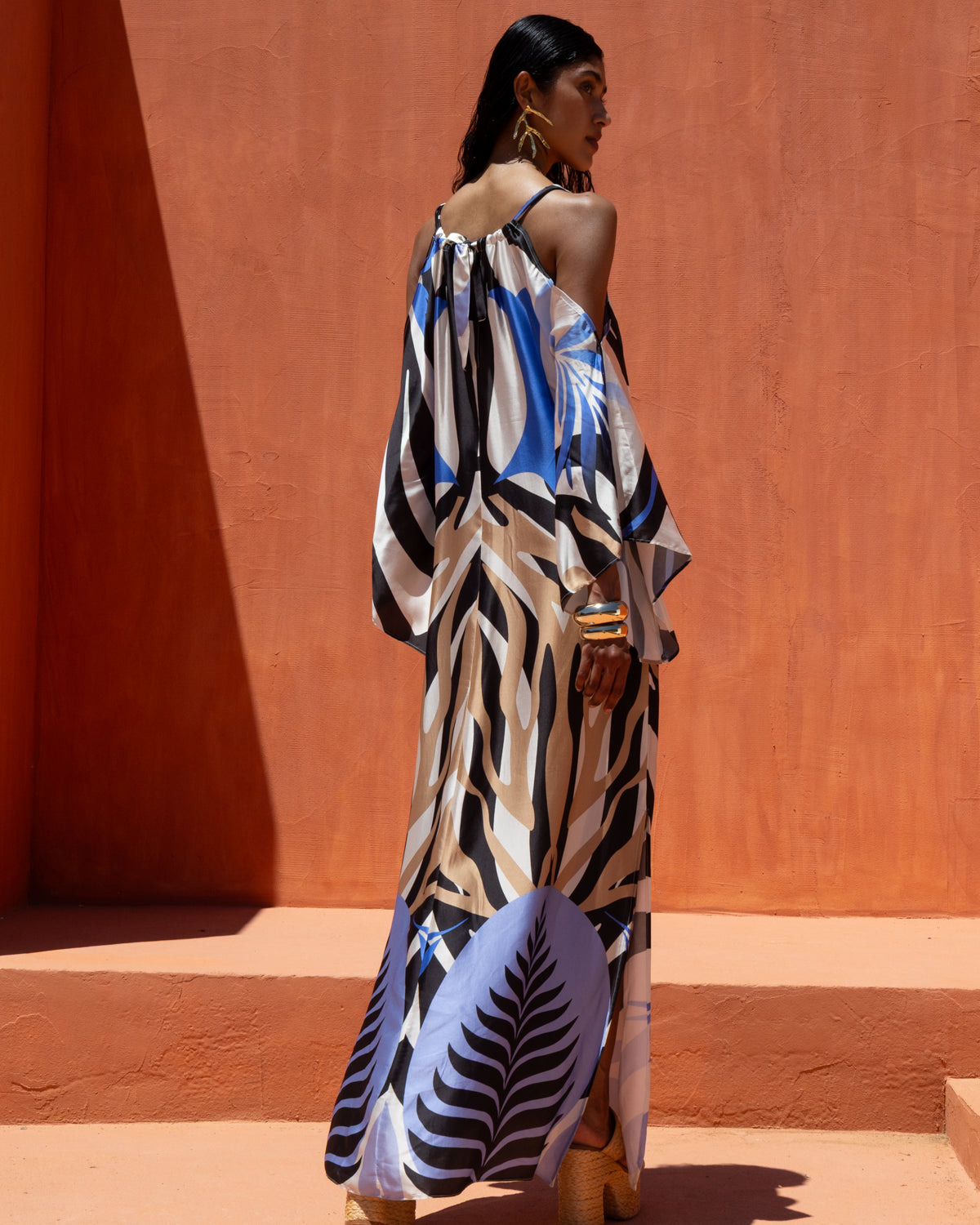 NEMA RESORTWEAR OPEN SHOULDER CAFTAN DRESS