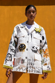 Never on Sunday Out of Line Jacket White -  NEMA RESORTWEAR- White / S-White / M-White / L-White / XL
