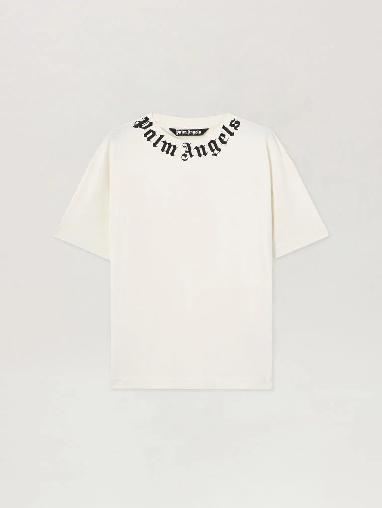PALM ANGELS Neck Logo T-Shirt -  PALM ANGELS- Λευκό / M-Λευκό / L-Λευκό / XL-Λευκό / XXL