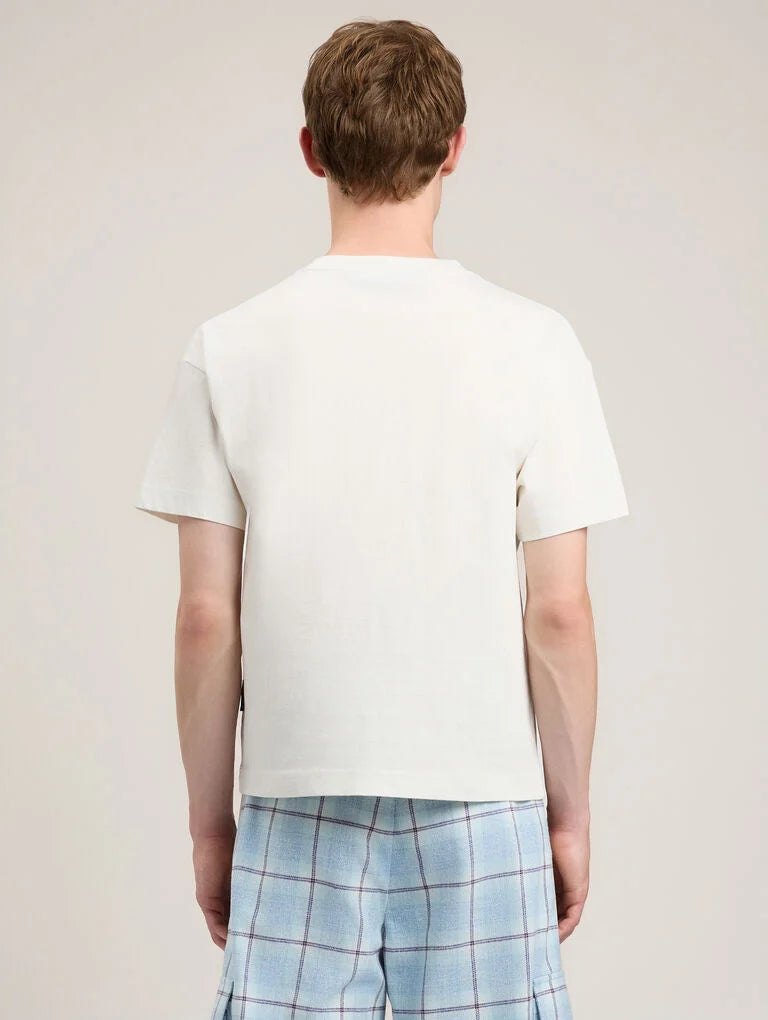 PALM ANGELS Neck Logo T-Shirt -  PALM ANGELS- Λευκό / M-Λευκό / L-Λευκό / XL-Λευκό / XXL