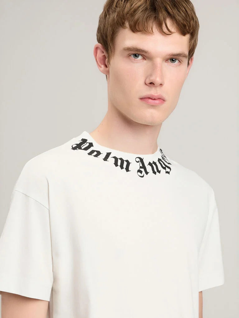 PALM ANGELS Neck Logo T-Shirt -  PALM ANGELS- Λευκό / M-Λευκό / L-Λευκό / XL-Λευκό / XXL