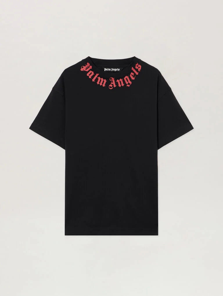 PALM ANGELS Neck Logo T-Shirt -  PALM ANGELS- M / Μαύρο-L / Μαύρο-XL / Μαύρο-XXL / Μαύρο