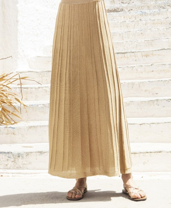 AGGEL Lurex Μακριά Φούστα Χρυσή / 7001K