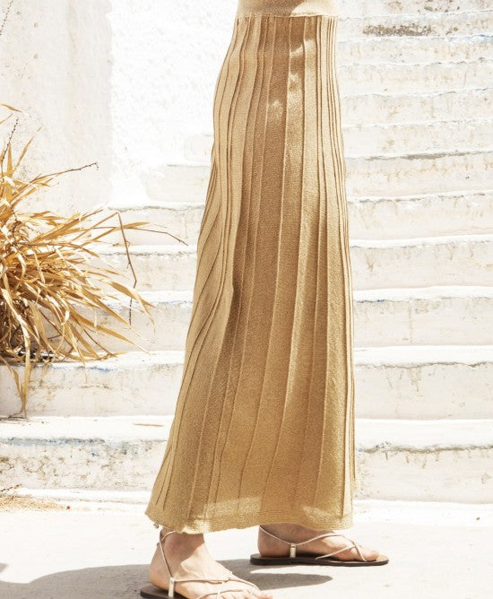 AGGEL Lurex Μακριά Φούστα Χρυσή / 7001K