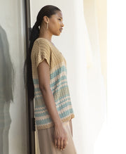 AGGEL Crochet Lurex Μπλούζα Beige - Teal / 1143K