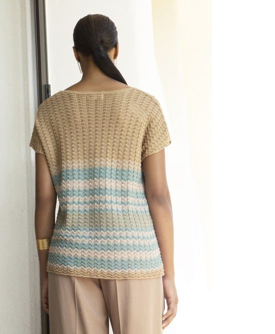 AGGEL Crochet Lurex Μπλούζα Beige - Teal / 1143K