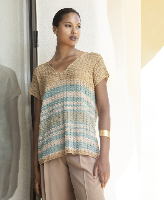AGGEL Crochet Lurex Μπλούζα Beige - Teal / 1143K
