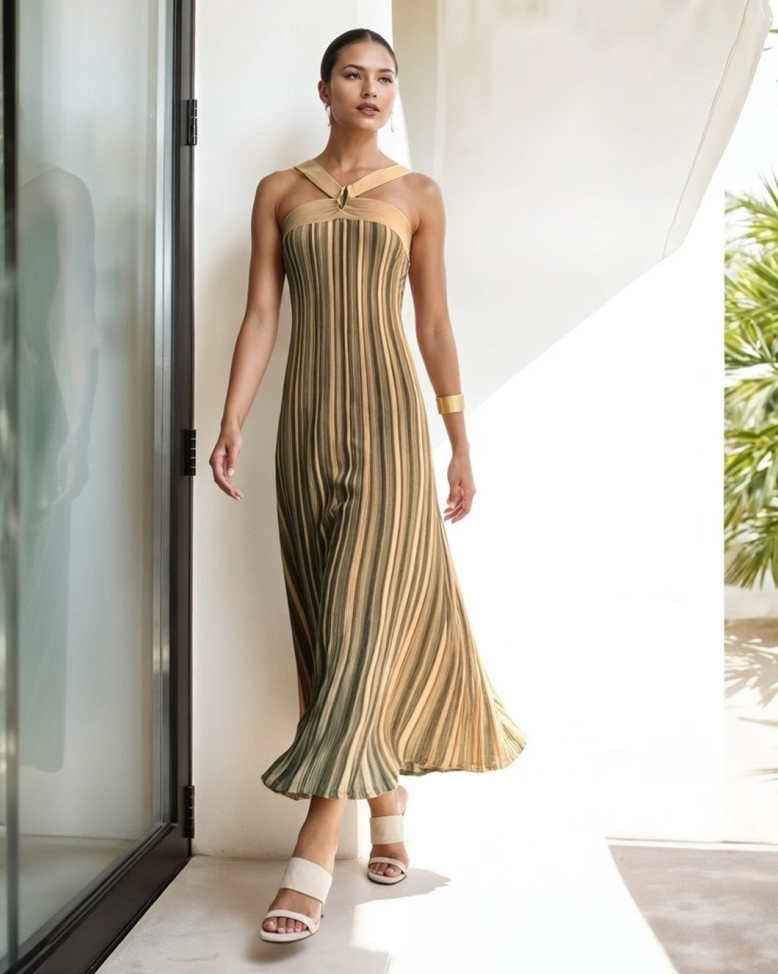 AGGEL Lurex Πολύχρωμο Μακρύ Φόρεμα