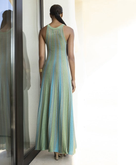 AGGEL Lurex πολύχρωμο μακρύ Halter  φόρεμα