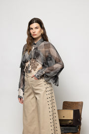 Naila Silk Shirt / 5N306 -  NEMA RESORTWEAR- Geometric / S-Geometric / M-Geometric / L