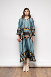 Athene Long Geometric Dress / 7N000 -  NEMA RESORTWEAR- Μπλε / S-Μπλε / M-Μπλε / L-Μπλε / XL