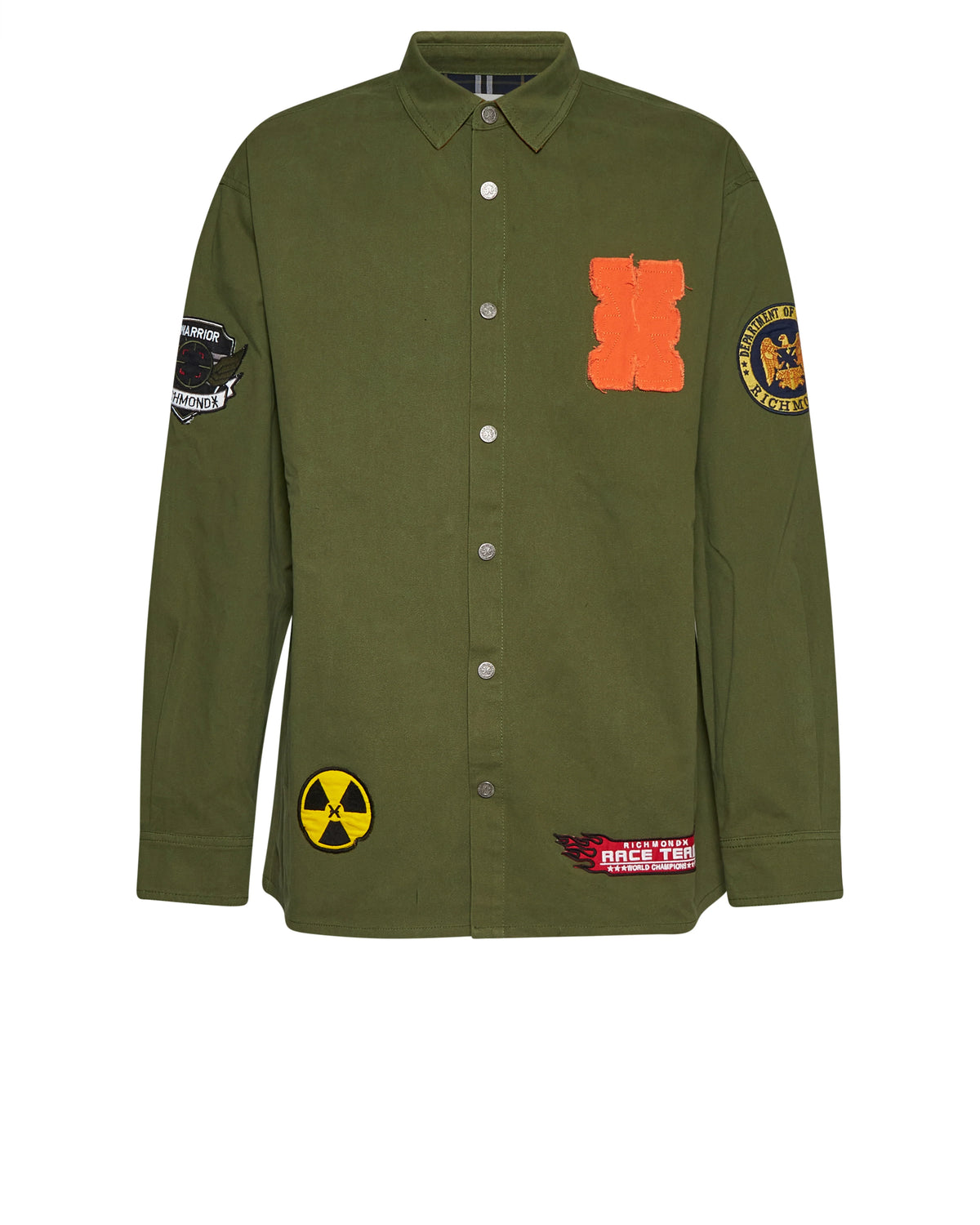 JOHN RICHMOND Overshirt with applied patches and military-inspired design