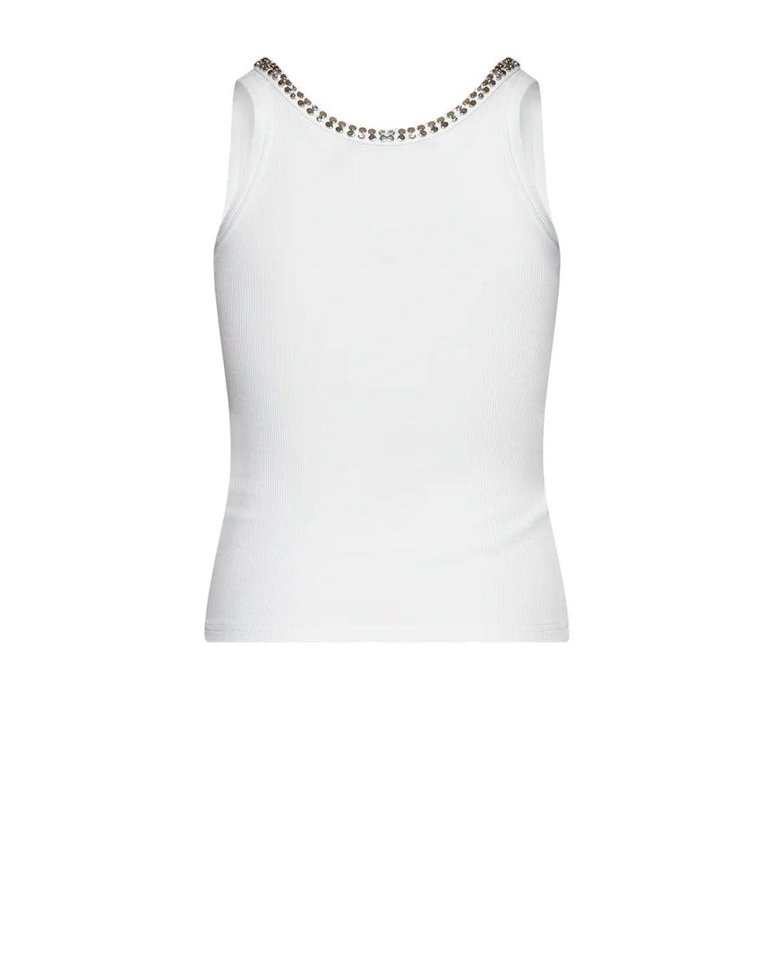 John Richmond Top Λευκό με Strass στη Λαιμόκοψη