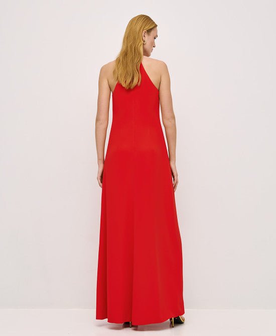 Φόρεμα μάξι με V άνοιγμα/ 53-3388 -  ACCESS FASHION- Red / 46-Red / 50