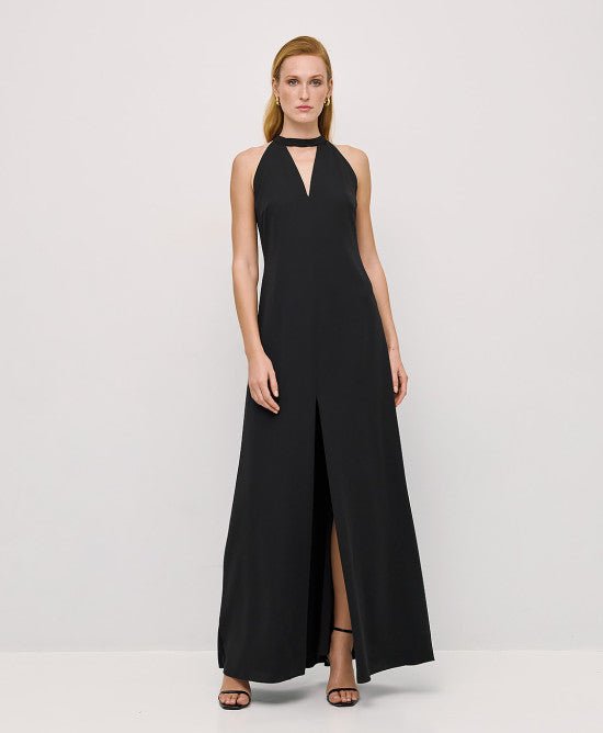 Φόρεμα μάξι με V άνοιγμα -  ACCESS FASHION- Black / 48-Black / 50-Black / 52