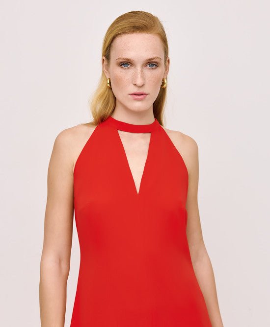 Φόρεμα μάξι με V άνοιγμα -  ACCESS FASHION- Red / 50-Red / 48-Red / 46