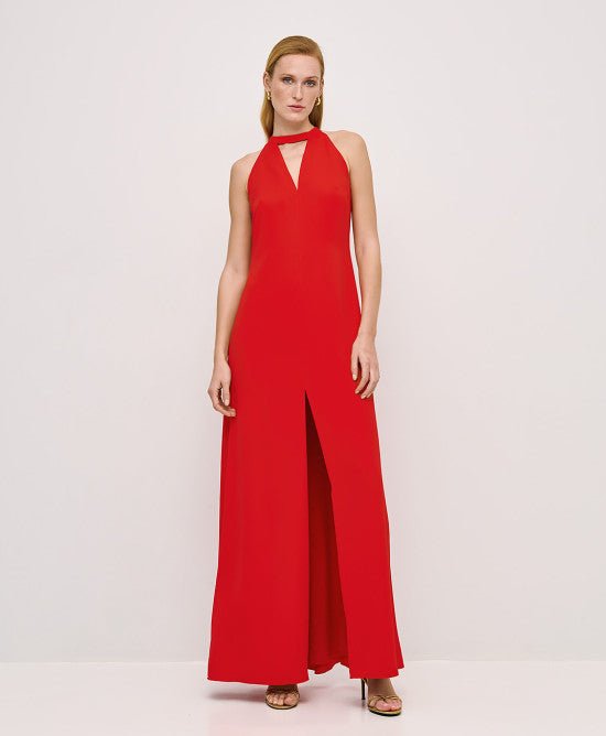Φόρεμα μάξι με V άνοιγμα -  ACCESS FASHION- Red / 50-Red / 48-Red / 46