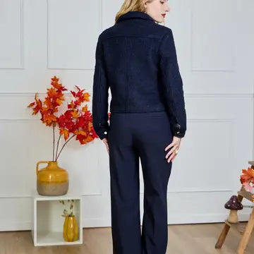 Boucle Wool Jacket Navy / V336 -  LULUMARY- Navy / S-Navy / M-Navy / L