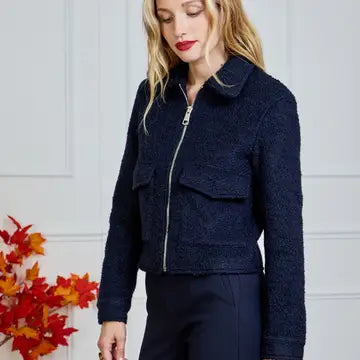 Boucle Wool Jacket Navy / V336 -  LULUMARY- Navy / S-Navy / M-Navy / L