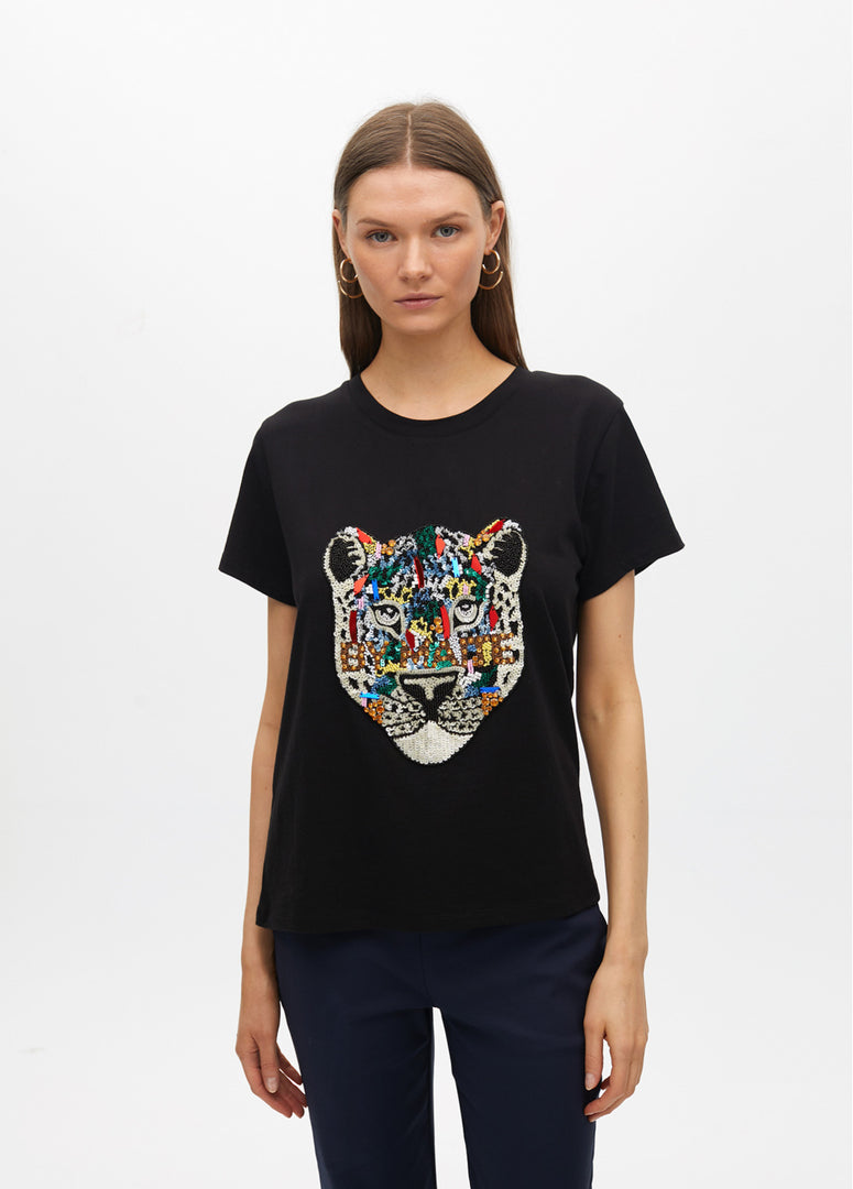ANIMAL T-SHIRT WITH RHINESTONES / MF2515011
