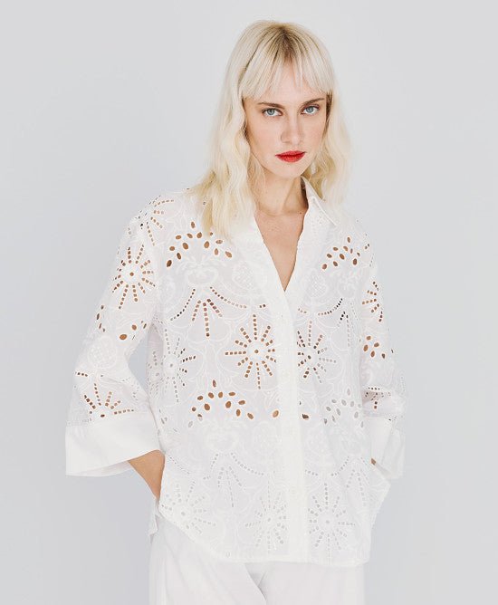 Μπλούζα broderie με πούλιες -  ACCESS FASHION- White / M-White / L-White / S