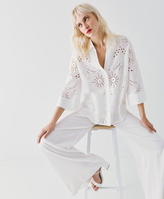 Μπλούζα broderie με πούλιες -  ACCESS FASHION- White / M-White / L-White / S