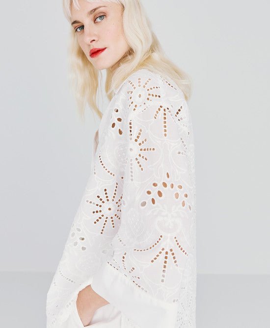 Μπλούζα broderie με πούλιες -  ACCESS FASHION- White / M-White / L-White / S