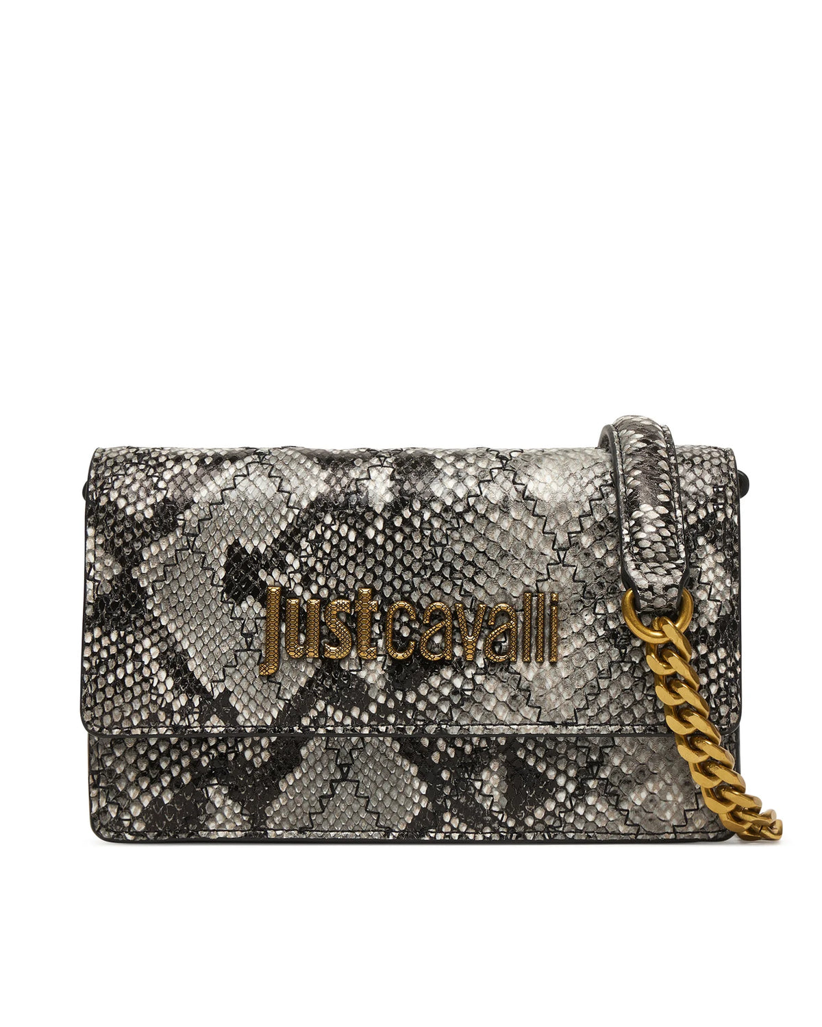 JUST CAVALLI Τσάντα Ώμου με Snake Print και Χρυσή Αλυσίδα /81RA5PG2ZSD84