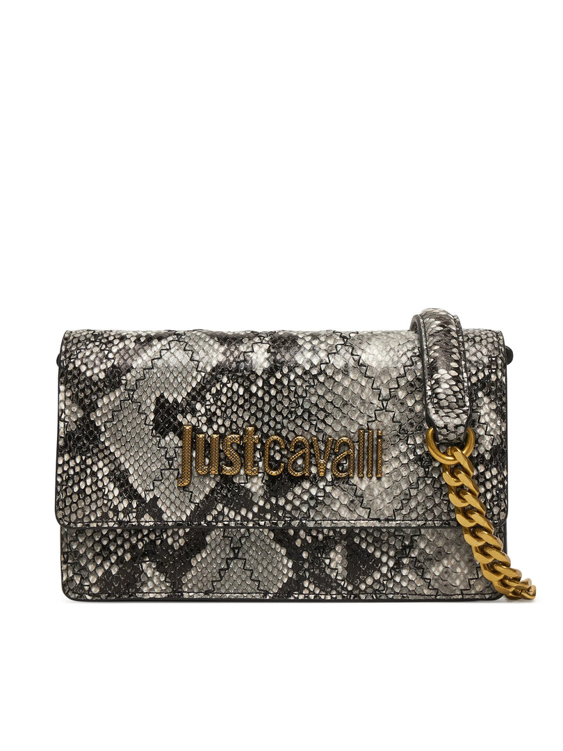 JUST CAVALLI Τσάντα Ώμου με Snake Print και Χρυσή Αλυσίδα /81RA5PG2ZSD84