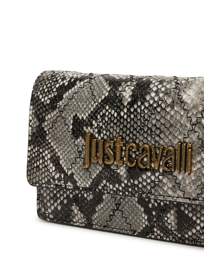 JUST CAVALLI Τσάντα Ώμου με Snake Print και Χρυσή Αλυσίδα /81RA5PG2ZSD84