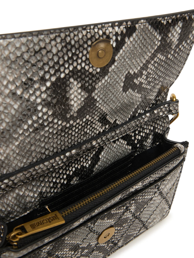 JUST CAVALLI Τσάντα Ώμου με Snake Print και Χρυσή Αλυσίδα /81RA5PG2ZSD84