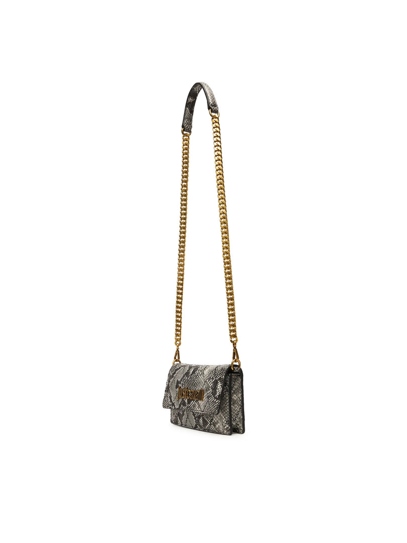 JUST CAVALLI Τσάντα Ώμου με Snake Print και Χρυσή Αλυσίδα /81RA5PG2ZSD84