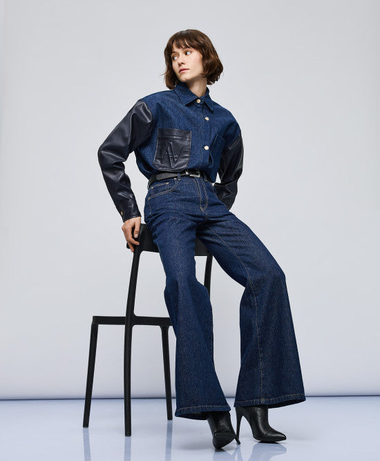 Παντελόνι denim καμπάνα / 54-8232 -  Love Boutique- Μπλε / S