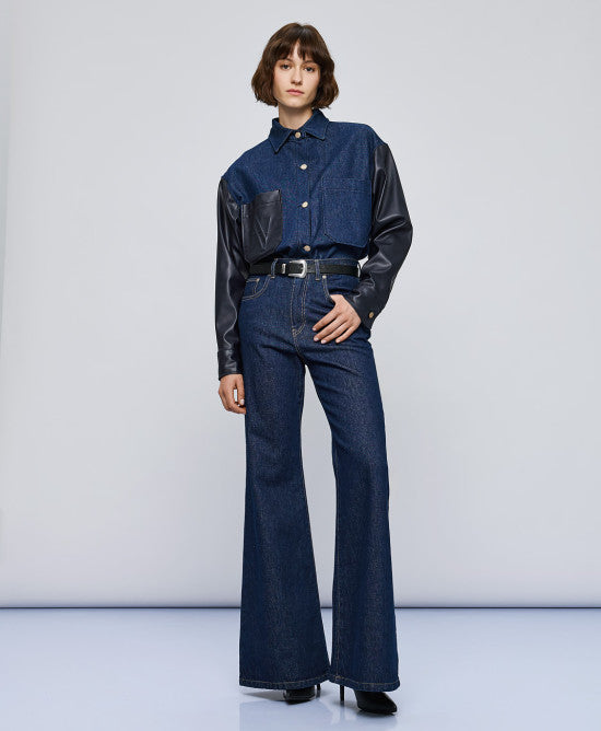 Παντελόνι denim καμπάνα / 54-8232 -  Love Boutique- Μπλε / S